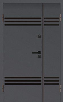 Входные двери с HPL накладками, двустворчатые, уличные М-6-22 фото