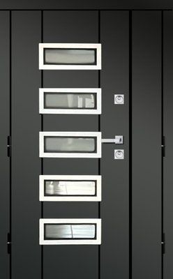 Входные двери с HPL накладками, двустворчатые со стеклопакетом М7-2 фото